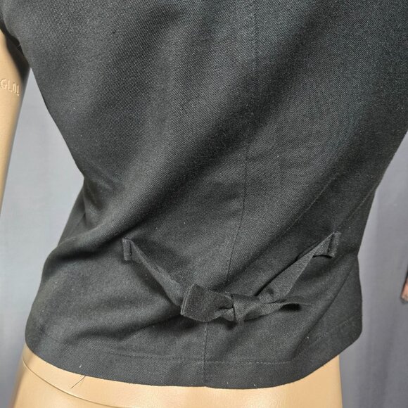 Vintage 90s Le Chateau Goth Military Waistcoat Vest Size M Black Velvet Trim - Picture 10 of 12